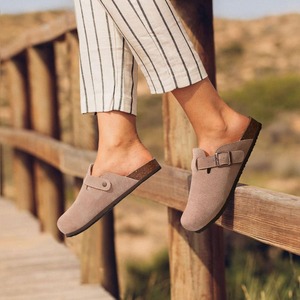 Zoccoli da <span class=keywords><strong>Donna</strong></span> in Vera Pelle Scamosciata Stile Classico Casual con Suola in <span class=keywords><strong>Sughero</strong></span> Leggeri Antiscivolo Tipo Birkenstock - Product Image 6