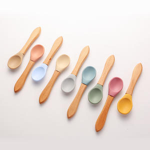 批发不含 BPA 无毒食品级可重复使用餐勺礼品餐具婴儿硅胶勺叉套装儿童用 - Product Image 1