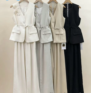 Elegante Conjunto de Dos Piezas <span class=keywords><strong>para</strong></span> <span class=keywords><strong>Mujer</strong></span> de <span class=keywords><strong>Oficina</strong></span>, Primavera, Antiarrugas, 100% Poliéster, Chaleco sin Mangas, Pantalones Largos, Moda <span class=keywords><strong>para</strong></span> el Trabajo - Product Image 5