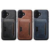 Coque de téléphone SUTENI pour iPhone 18 Pro Max avec chargement magnétique sans fil 2-en-1, support porte-cartes, en similicuir de luxe, compatible 17 16 Plus 15 14