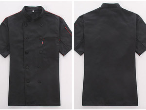2024 manches courtes mode Chef uniforme élastique coton noir Chef veste logo personnaliser Chef vêtements - Product Image 5