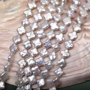 Perle d'eau douce naturelle en forme de trèfle, forte luminosité AAAAA, couleur argentée gris bleu brillante, forme baroque, perle DIY - Product Image 1