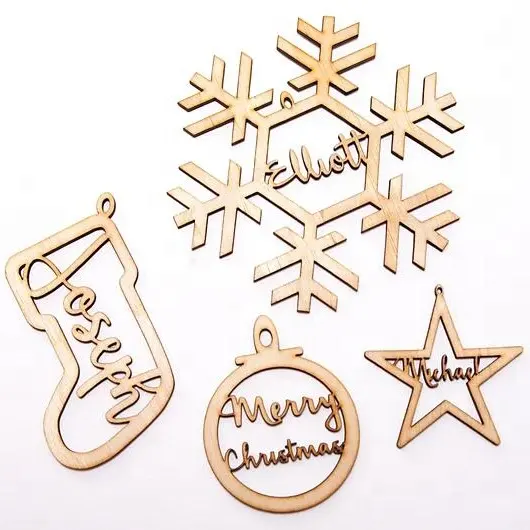 Hot Selling Laser Customizable Name Personalized Christmas Wooden Hanging Ornament for Christmas Tree