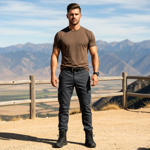 T-shirt sportif de qualité professionnelle pour homme, 100 % polyester, brodé, séchage rapide + évacuation de l'humidité pour l'entraînement actif - Product Image 6