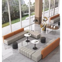 Meubles de bureau Design moderne Canapé de bureau 4 places Salon Hôtel Tissu Cuir Canapé modulaire Canapé de réception de luxe