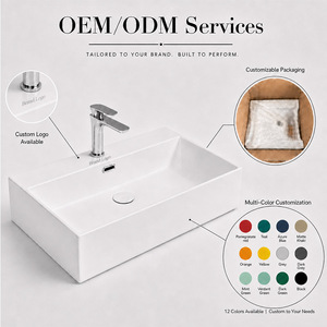 Lavabo de pared rectangular de cerámica blanca personalizado OEM, fácil de limpiar, para proyectos hoteleros - Product Image 6