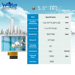 5.0 inch TFT LCD hiển thị <span class=keywords><strong>Modules</strong></span> với 800*480 Độ phân giải đầy đủ góc nhìn st7265 điều khiển IC - Product Image 2