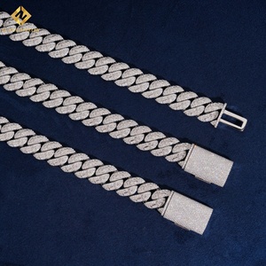 Luxury Men's 925 Silver Moissanite Cuban Link Chain Rhodium Plated Hiphop <b>Statement</b> <b>Necklace</b> GRA Certified Baguette Cut - Product Image 3