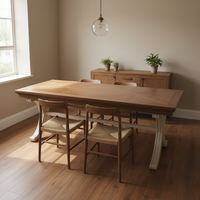 Ensemble de table à manger moderne à hauteur réglable avec plateau multicouche et 4 chaises, en bois massif, meubles de maison Tomson Shanghai