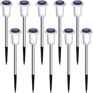Vente flash : 8 packs de lampes solaires LED de jardin IP65, étanches, blanc chaud, piles AA, capteur de lumière, 8-10 heures d'éclairage - Product Image 1