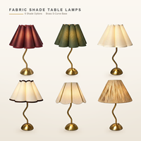 Lampe LED de chevet décorative sans fil, rechargeable, à alimentation CC, avec abat-jour en tissu plissé à tige ondulée, style nordique moderne, à intensité tactile réglable, en forme de S, pour mariage