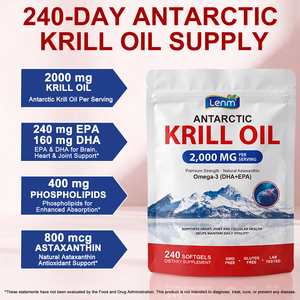 Cápsulas Blandas de Aceite de Krill Antártico Lenm 2000 <span class=keywords><strong>Mg</strong></span> con Omega-3 EPA y DHA para el Apoyo Inmunológico, la Salud de las Articulaciones y el Cerebro - Product Image 4