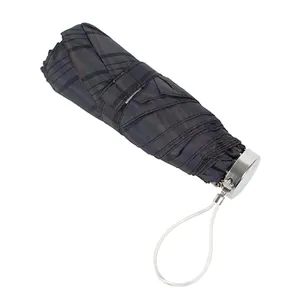 定制的迷你口袋紧凑型五折韩式格子雨伞