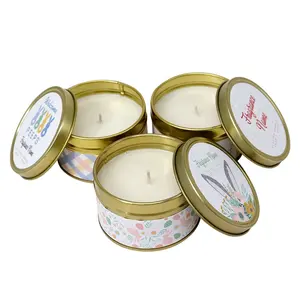 Candle Factory Custom Holiday Decoration Candles Paraffin Wax Soy Wax Blend Easter Scented Candles in Tins