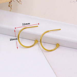 C-Shaped <b>Earrings</b> Zinc Alloy 18K Gold Plated S925 Silver Needle Unisex Fashion <b>Cuff</b> <b>Earrings</b> - Product Image 3
