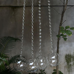 Cadena de Cuentas Octogonales de Cristal Transparente con Bolas de Cristal Colgantes para Decoración de Bodas MH-12621 - Product Image 6