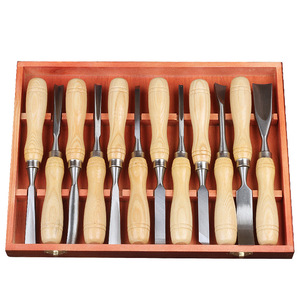 Outils de sculpture sur bois, ensemble de 12 ciseaux pour kit d'artisanat de bricolage en bois - Product Image 1