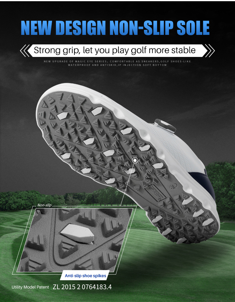 PGM XZ161 New Arrival Men's Anti-Slip Waterproof Auto-Lacing Golf Shoes ... - Texture-Enhanced Lacing Enabling Non-Slip Performance On Boots
