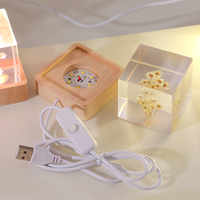 Veilleuse LED à brancher en forme de boule de cristal avec pissenlit véritable préservé, base en bois, design en résine, décoration d'intérieur, cadeau d'anniversaire