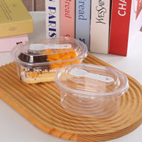 Boîte d'emballage alimentaire transparente en plastique PET jetable de 300 ml pour gâteaux bento, mousse, pâtisseries coupées, desserts et pâtisseries cuites