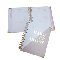 Planificateur de cahier de marque privée feuille d'or personnalisée à feuilles mobiles et reliure spirale avec tissu PVC et matériaux de couverture PP-pour cadeau