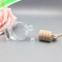 Bouteille diffuseur de parfum d'huiles essentielles pour voiture, vide, en verre transparent en forme de cœur, 12 ml, à suspendre, avec bouchon à vis et corde, design givré