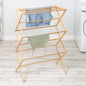 Bamboo Folding <b>Clothes</b> Drying <b>Rack</b> X Shape Floor Standing Foldable Minimalist Design - Product Image 1