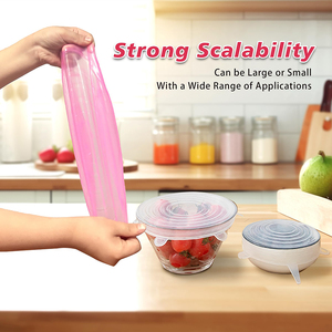 Factory OEM&ODM 6 /12pcs Reusable Silicone Stretch Lids <b>Kitchen</b> Food Storage <b>Wraps</b> Storage Lids Cover - Product Image 4