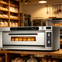 Oven Listrik Inframerah Jauh Satu Dek 4 Loyang dengan Kontrol Instrumen, Pengaturan Suhu Otomatis, dan Lampu Terintegrasi untuk Toko Roti, Pizza, Kue, dan Pastry