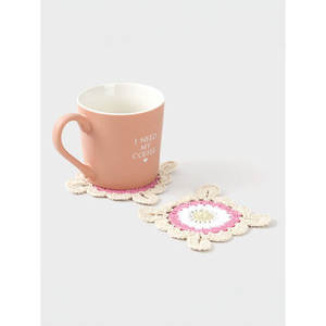 ชุดที่รองแก้วรูปดอกไม้ถักด้วยมือ2ชิ้นขนาดประมาณ10ซม. สำหรับโปรโมชั่น - Product Image 1