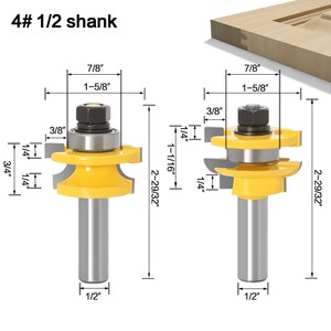 2pc 1/2" Set Cabinet Door and Window Mortise and Tenon End Mill Large Households and Western Mortise and Tenon Milling <b>Cutters</b> - Product Image 6