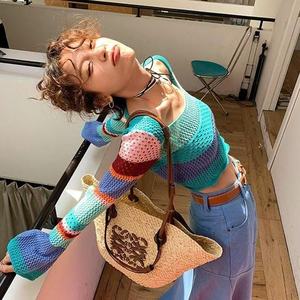 <span class=keywords><strong>Pull</strong></span> sans manches en viscose tricoté ajouré à rayures vintage, respirant et <span class=keywords><strong>anti</strong></span>-<span class=keywords><strong>UV</strong></span>, col rabattu, pour <span class=keywords><strong>femme</strong></span>, été 2025 - Product Image 2