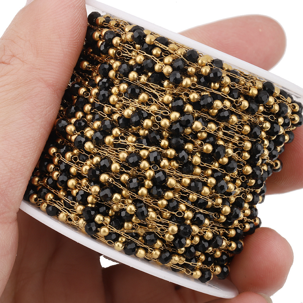 Trendy Mixed Color Stainless Steel Faceted Crystal DIY Jewelry Making Beads Chain Trendy Fashion Findings for Jewelry Making