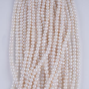 Perles d'eau douce blanches naturelles en gros, 7-8 mm, presque rondes, accessoires de collier semi-finis, perles en vrac - Product Image 1