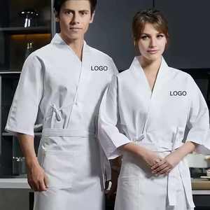 Uniforme <span class=keywords><strong>Femme</strong></span> Homme Unisexe Hôtel Top <span class=keywords><strong>Chef</strong></span> Veste <span class=keywords><strong>de</strong></span> travail Chemise à manches courtes Restaurant Tissu Housekeeper Coat Cook Outfit - Product Image 3