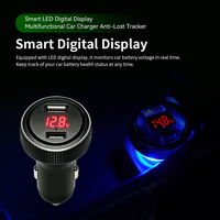 Cargador de Coche GPS de 65W con Rastreador Antipérdida, Voltímetro LED, Carga Rápida USB Tipo C, Encendedor de Cigarrillos para iOS y Android, 1 Año de Garantía