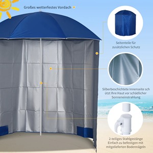 Nuovo arrivo poliestere con rivestimento in argento Privacy tenda <span class=keywords><strong>blu</strong></span> parasole <span class=keywords><strong>ombrellone</strong></span> con parete laterale rimovibile per il giardino di pesca - Product Image 3