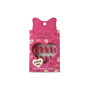 Mix Girl – faux ongles à presser, forme amande, longueur moyenne, 24 pièces, avec colle et languettes adhésives, motif cœur mignon, ongles artificiels - Product Image 1