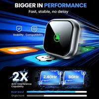 Adaptateur CarPlay sans fil 2 en 1 compatible avec CarPlay et Android Auto, dongle USB C compact, connectivité téléphonique pour écran de voiture