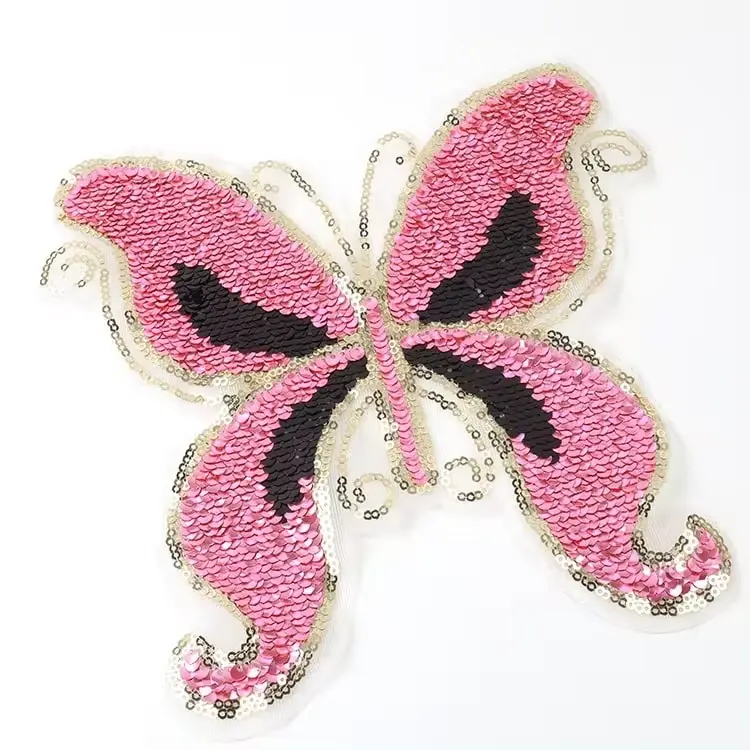 New 3D Butterfly Large Reversible Sew on Patches Color Changing Sequins for Clothes for Canvas Fabric