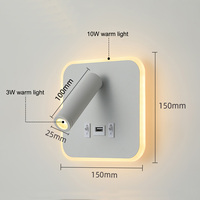 Lampes de lecture murales LED pour livres au lit, applique murale 10W+3W avec ports USB+USB C, lampe de chevet pour tête de lit 3000K 6000K