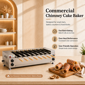 Máquina de Alta Potencia para Hacer Bizcochos de Chimenea, Horno para Conos de Helado, Máquina para Hacer Bizcochos de Chimenea Antiadherente de 8 Rodillos para Restaurante - Product Image 3