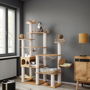 Albero per <span class=keywords><strong>Gatti</strong></span> in Legno Massello Multi-Livello Resistente da 22kg e 185cm con Lettiera 2 in 1 Integrata per <span class=keywords><strong>Gatti</strong></span> da Interno - Vendita all'Ingrosso - Product Image 4