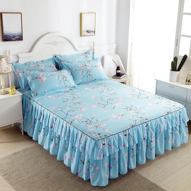 100% polyester personnalisé vente chaude 47 motifs colorés ensemble de literie ensemble de jupe de lit
