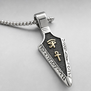 yunnique Horus Eye Ankh Spearhead <b>Titanium</b> Steel Pendant Men's Necklace Stainless Steel Geometric Design Gift Jewelry - Product Image 1