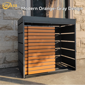 Poubelle moderne KAVASS 240L à ouverture facile, orange et <span class=keywords><strong>gris</strong></span>, avec pieds réglables pour l'extérieur - Product Image 3