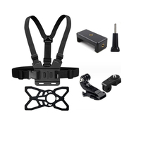 Hongdak pour accessoires GoPro : Sangle de poitrine double épaule B, ensemble 6-en-1 (sangle de poitrine + clip téléphone), kit de cyclisme et de prise de vue en maille de silicone