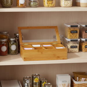 <span class=keywords><strong>Caja</strong></span> de Té de Bambú Natural de Diseño Nuevo al por Mayor, Organizador de Bolsitas de Té de Bambú con Tapa para el Hogar - Product Image 3