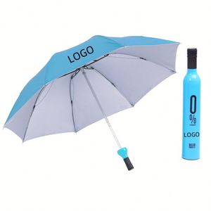 Creative Wine Bottle Umbrella Custom logo 3 Folding Umbrella Rain Sun Sunshade Uv Protection - Product Image 1