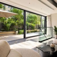 Elegante Puerta Corredera de Aluminio para Patio, Impermeable, con Rotura de Puente Térmico, Puerta Corredera Exterior de Vidrio para Pérgola